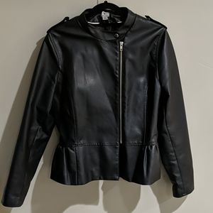Vegan Leather Peplum Jacket